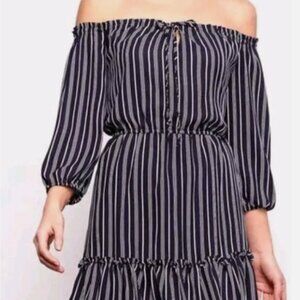 BB Dakota off the shoulder navy dress